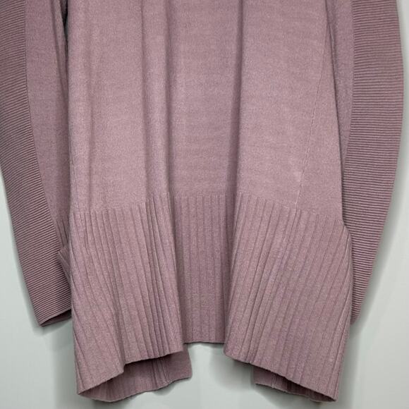 Devotion by Cyrus Open Cardigan Sweater Size M Ribbed Dusty Pink Front Pockets - Picture 8 of 8